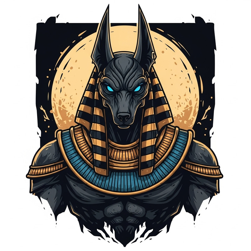 Imposing Anubis with Blue Eyes | Detailed 2D Vector Art Imposing Anubis with Blue Eyes | Detailed 2D Vector Art