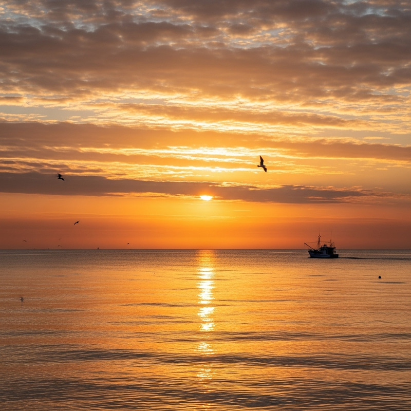 AM Tranquil Sunrise Over Ocean: Captivating Beauty AM Tranquil Sunrise Over Ocean: Captivating Beauty