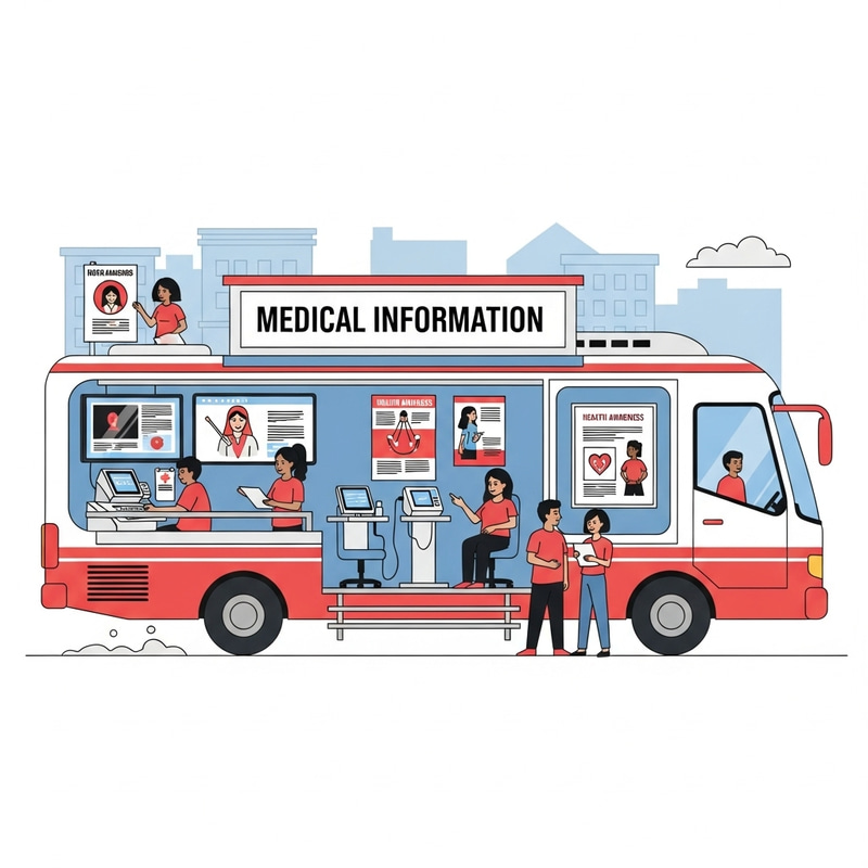 Medical Information Bus: Illustration of Mobile Health Hub Medical Information Bus: Illustration of Mobile Health Hub