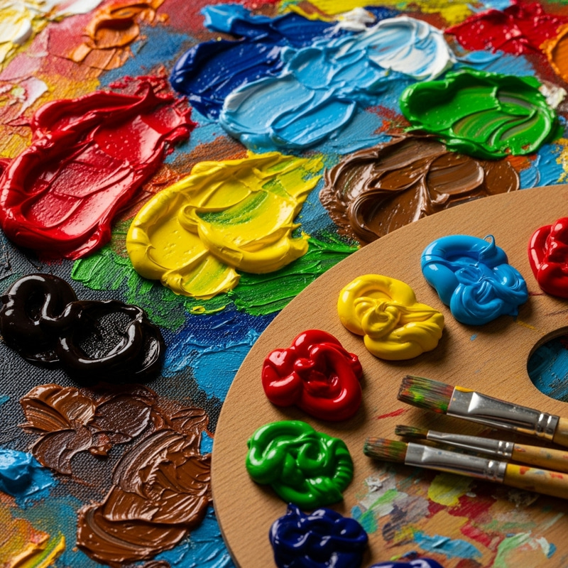 Acrylic Canvas Art | Colorful Palette Brush Strokes