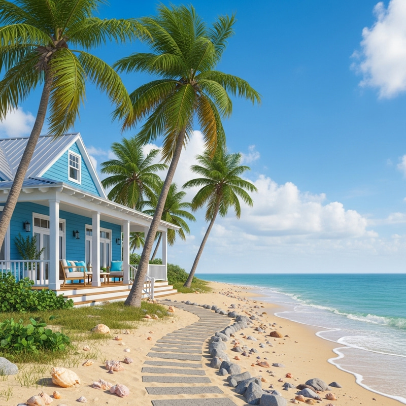 Stunning Beach House with Palm Trees | Coastal Getaway