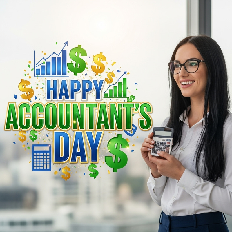 Happy Accountant's Day Celebration | Smiling Woman with Glasses Happy Accountant's Day Celebration | Smiling Woman with Glasses