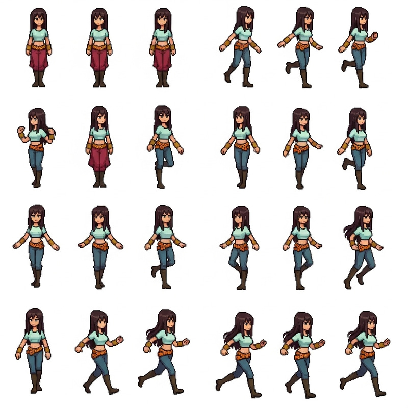 2D Pixel Art Female Character Sprite Sheet for RPG 2D Pixel Art Female Character Sprite Sheet for RPG