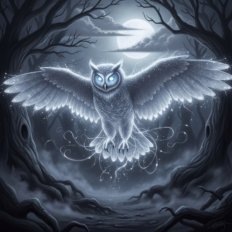 Ghost Owl, Detailed Illustration Ghost Owl, Detailed Illustration