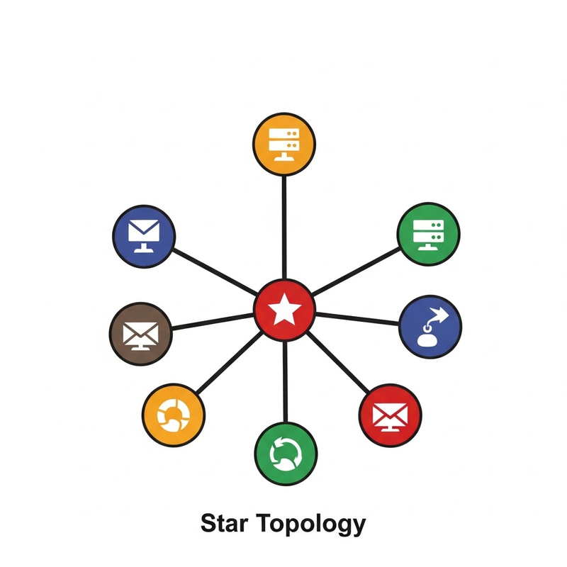 Star Topology - Network with Central and Peripheral Nodes Star Topology - Network with Central and Peripheral Nodes