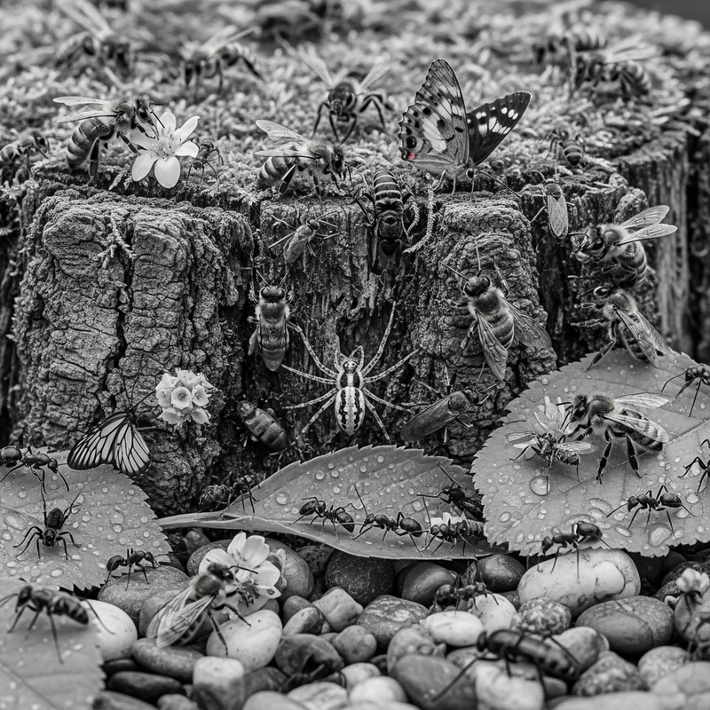 Colorful Insect Gathering in Nature: Bees, Spiders, Ants, Butterflies Colorful Insect Gathering in Nature: Bees, Spiders, Ants, Butterflies