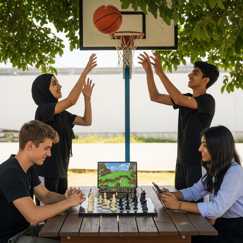 Multicultural Friendship: Basketball, Chess, and Minecraft Players Multicultural Friendship: Basketball, Chess, and Minecraft Players
