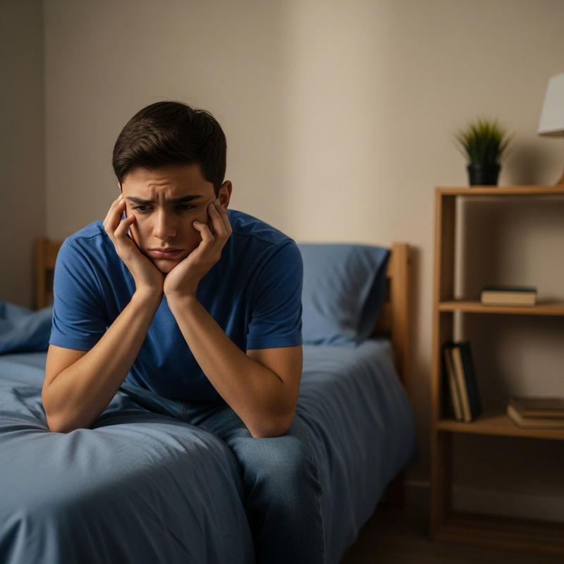 Teenage Boy Deep in Thought About Recent Actions Teenage Boy Deep in Thought About Recent Actions