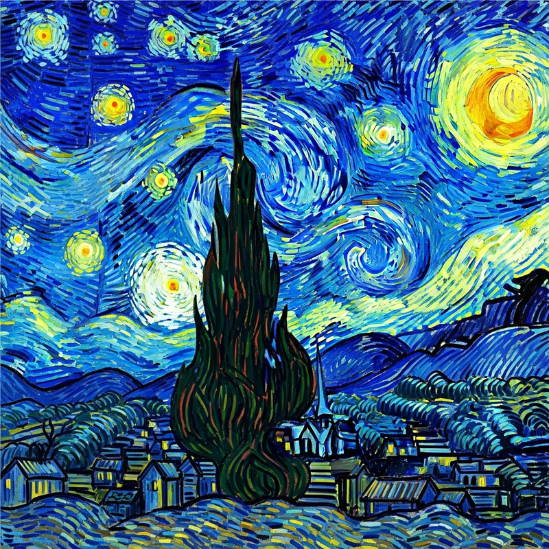 Van Gough Inspired Starry Night Couple Tattoo Design Van Gough Inspired Starry Night Couple Tattoo Design