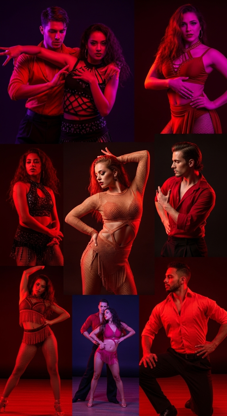 Vibrant Latin Fire Dance Show Concept Collage Vibrant Latin Fire Dance Show Concept Collage