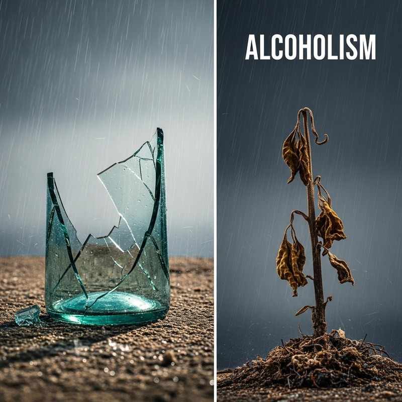 Stark Symbolic Depiction of Alcoholism's Realities