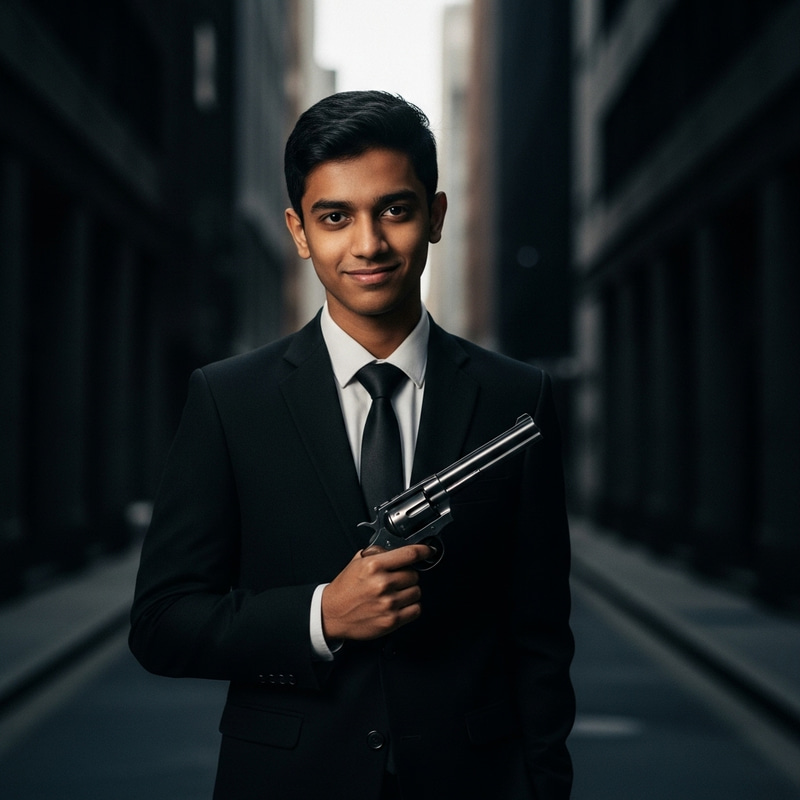 Stylish Crime Drama Portrait in Film Noir Style