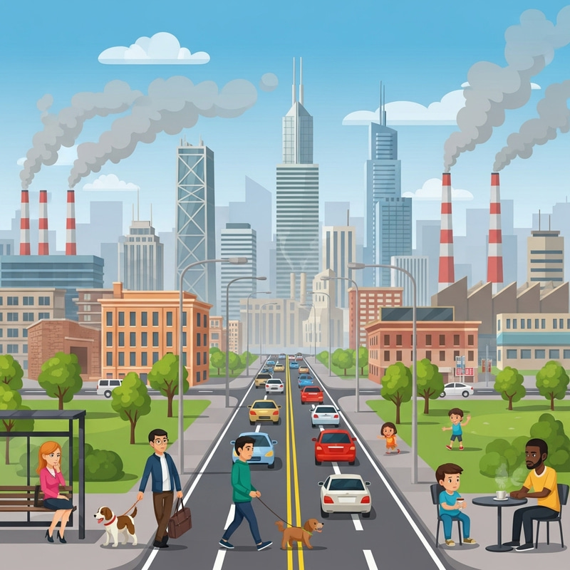 City Pollution Impacts: Skyscrapers, Traffic, and Factories City Pollution Impacts: Skyscrapers, Traffic, and Factories