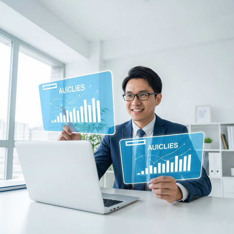 AI-Driven Asian Businessman in Modern Corporate Office AI-Driven Asian Businessman in Modern Corporate Office