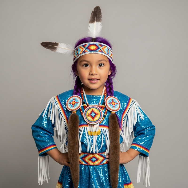 Native American Girl with Purple Hair | Cultural Fusion