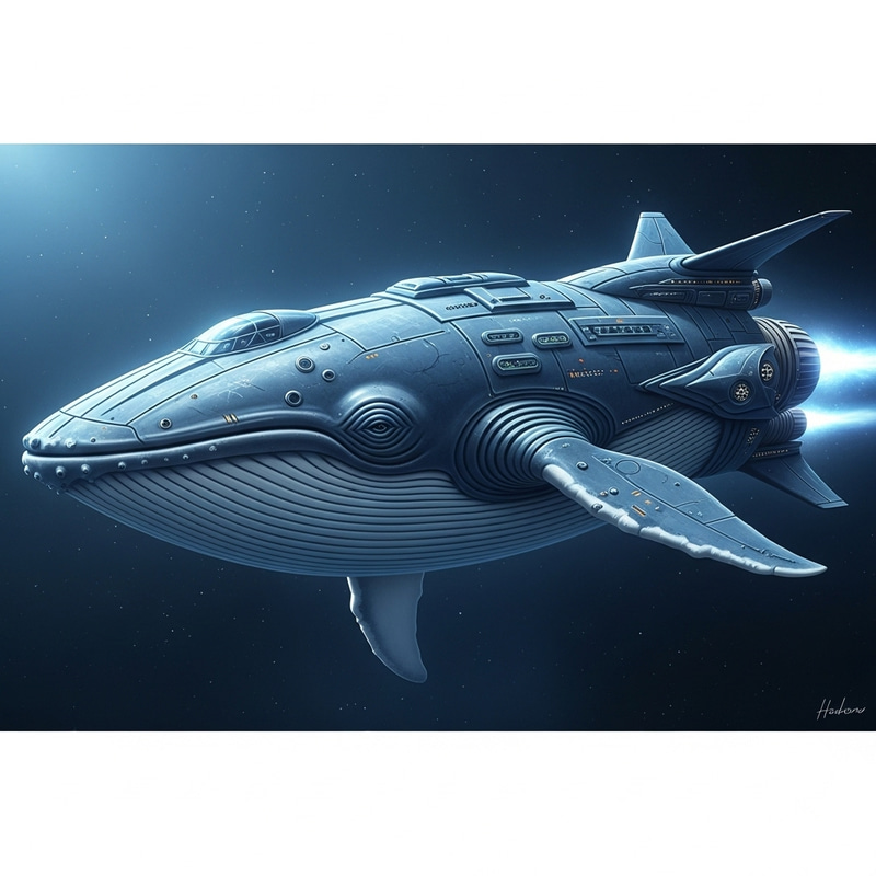 Whale Spaceship Design | Aquatic Creature Concept Art