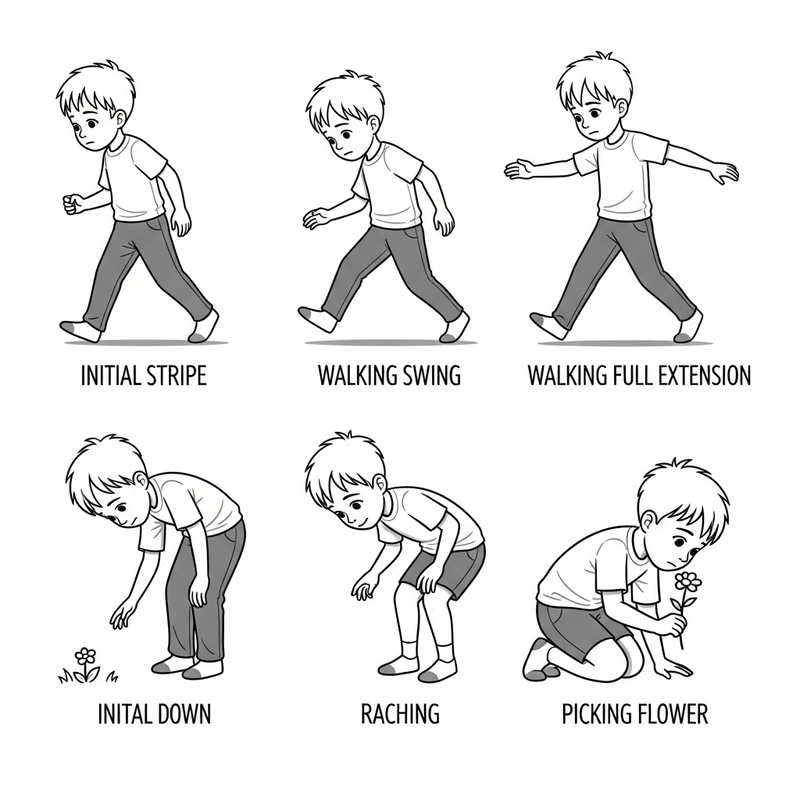 Young 2D Boy Expressions in Multi-step Walking & Flower Picking Young 2D Boy Expressions in Multi-step Walking & Flower Picking