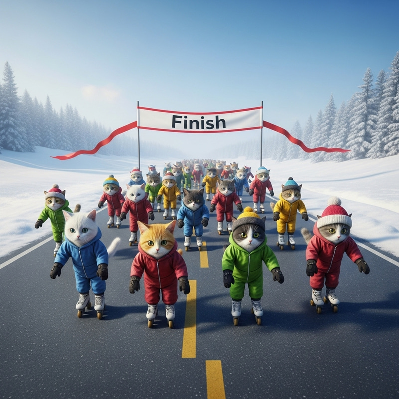 Cats in Snowsuits Roller Skating Fun Cats in Snowsuits Roller Skating Fun