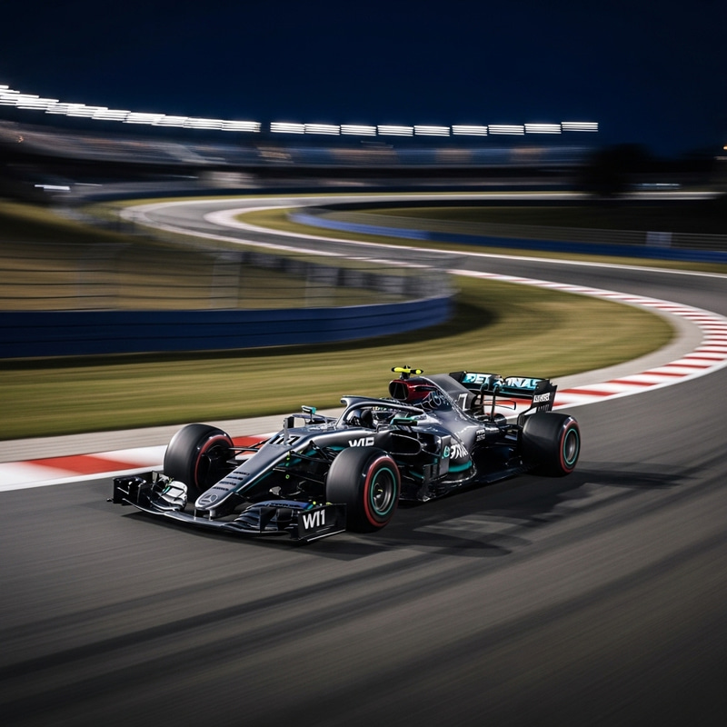 Mercedes W11 Lewis Hamilton Night Photo Mercedes W11 Lewis Hamilton Night Photo