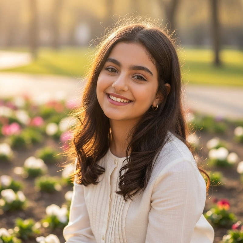 Most Beautiful Smile Ever - Enchanting Middle-Eastern Girl in Sunlit Park Most Beautiful Smile Ever - Enchanting Middle-Eastern Girl in Sunlit Park