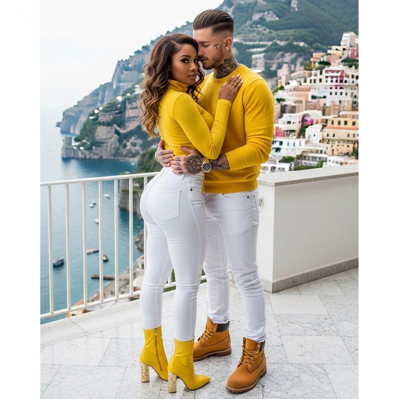 Luxurious Amalfi Coast Love: Stunning African American Woman and Italian Man Luxurious Amalfi Coast Love: Stunning African American Woman and Italian Man