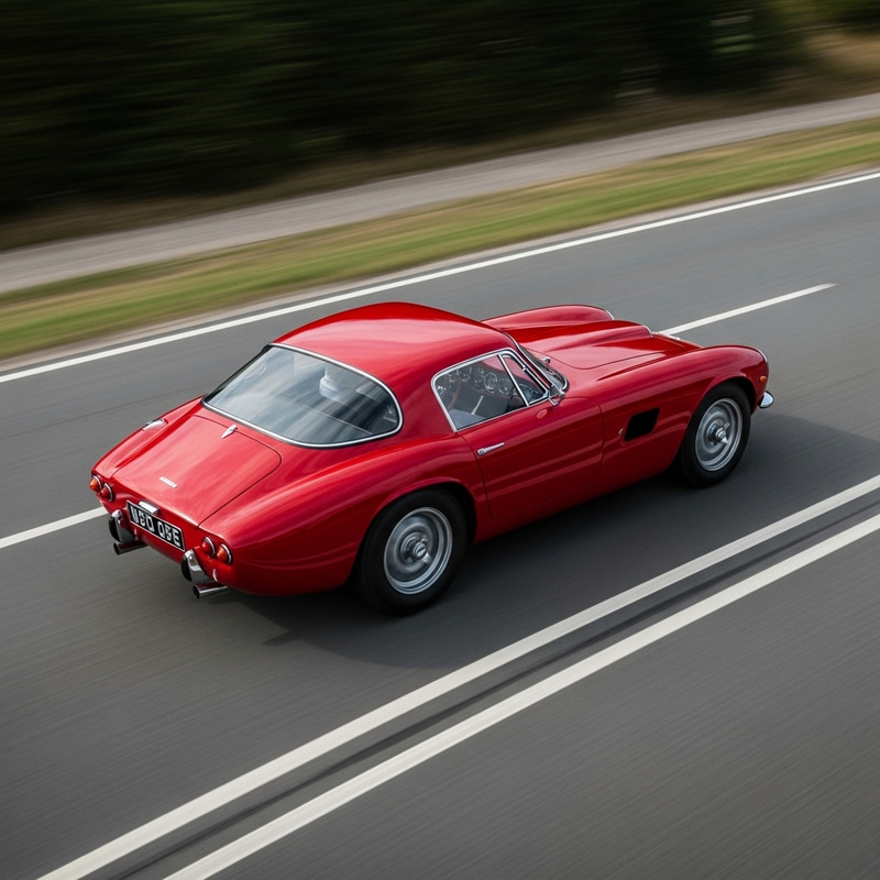 Sleek Metallic Red Sports Car in Dynamic Motion Sleek Metallic Red Sports Car in Dynamic Motion