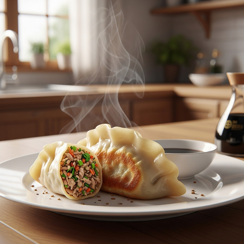 Hyperrealistic Dumpling Cooking Image | Detailed Photorealistic Artwork