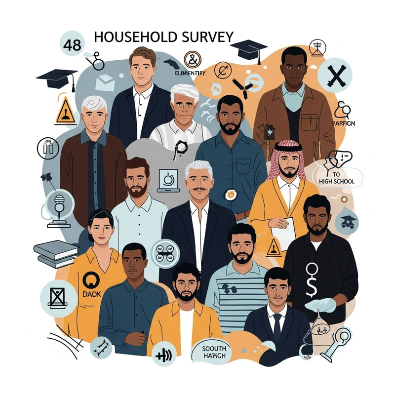 Household Survey Representation: Adult Males, Age 48, Elementary-High School Education Household Survey Representation: Adult Males, Age 48, Elementary-High School Education
