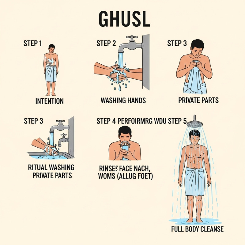 Step by Step Ghusl Guide: Islamic Ritual Bath Process Step by Step Ghusl Guide: Islamic Ritual Bath Process