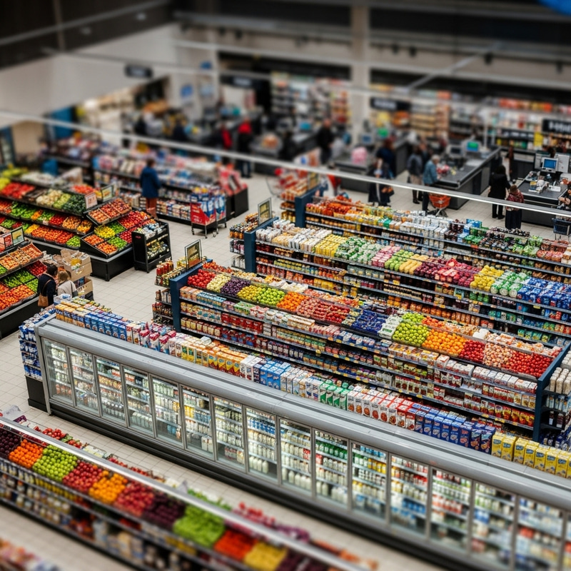 Busy Supermarket Tilt-Shift Overhead View | Shop Scene
