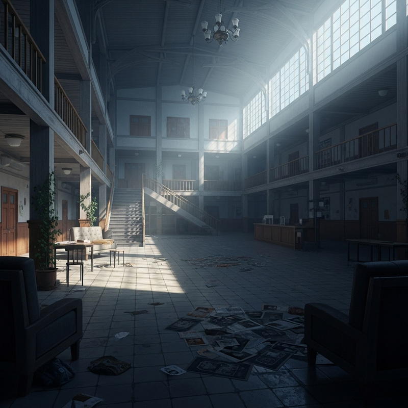 Deserted School: Eerie Silence and Dim Light Deserted School: Eerie Silence and Dim Light