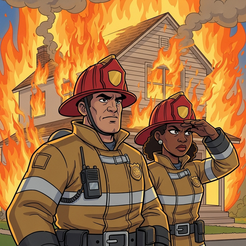 Brave Firefighters Battle Blazing House Fire