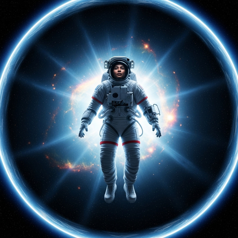 Lone Astronaut in Cosmic Exploration Art