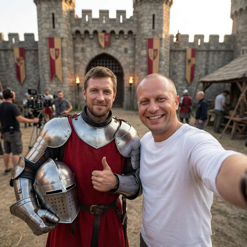 Epic Medieval Selfie with Knight in Armor