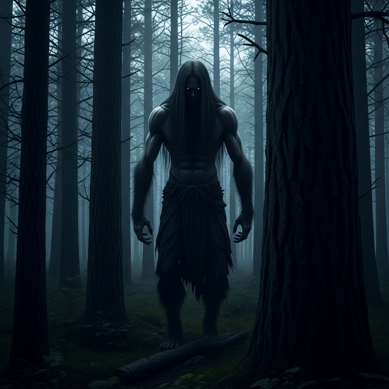 Sinister Creature Lurking in Dark Forest | Menacing Figure Sinister Creature Lurking in Dark Forest | Menacing Figure