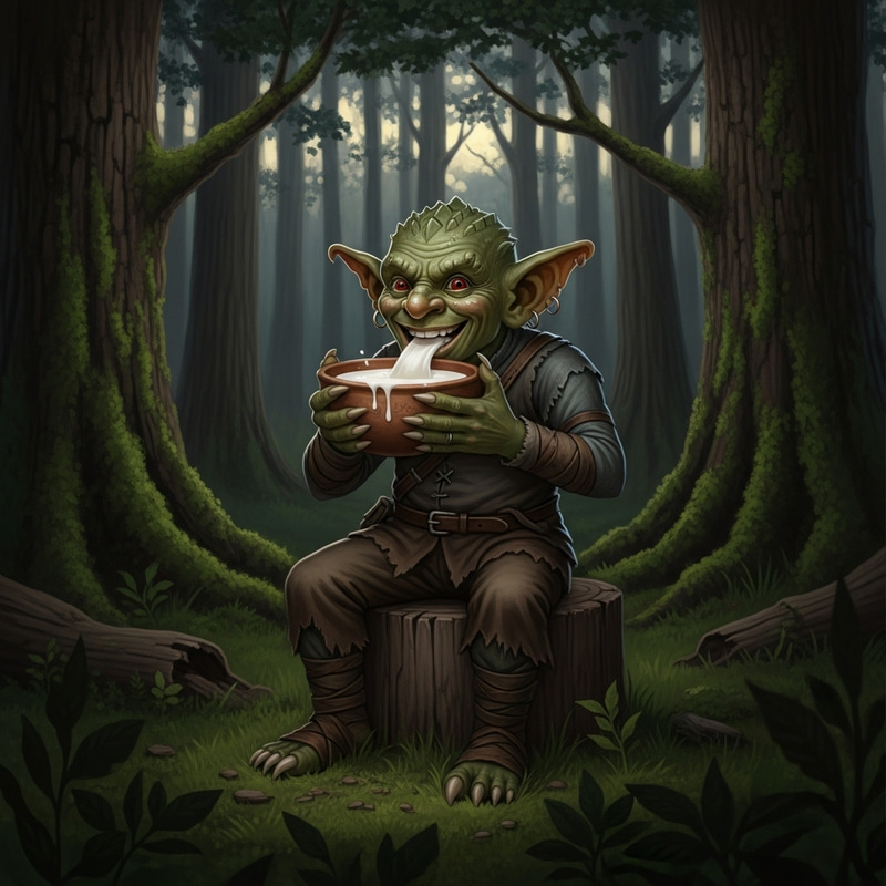 Enchanting Wilderness: Hobgoblin Drinking Creamy Milk