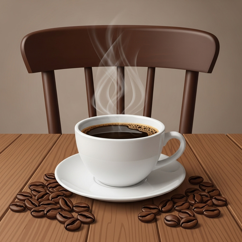 Steaming Cup of Freshly Brewed Java Coffee on Rustic Wooden Table