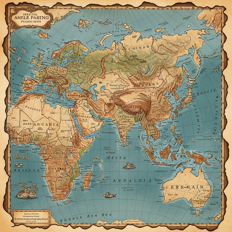 Old Asia Map: Detailed Territories & Symbols Old Asia Map: Detailed Territories & Symbols