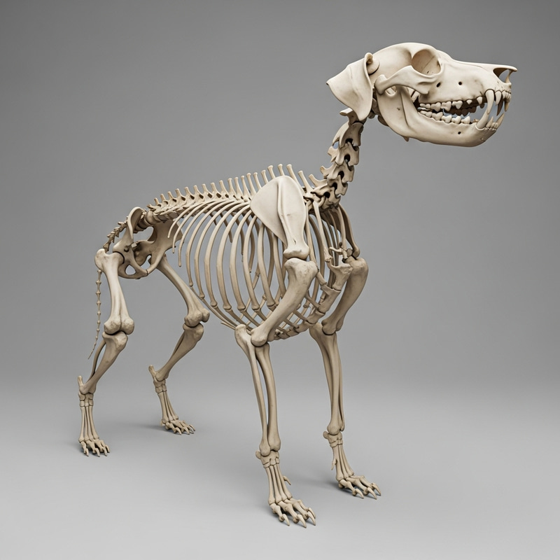 Detailed Canine Skeleton Anatomy Illustration