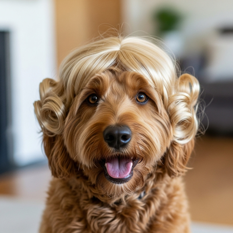 Perro con Peluca - Imagen Cómica de un Perro Divertido Perro con Peluca - Imagen Cómica de un Perro Divertido