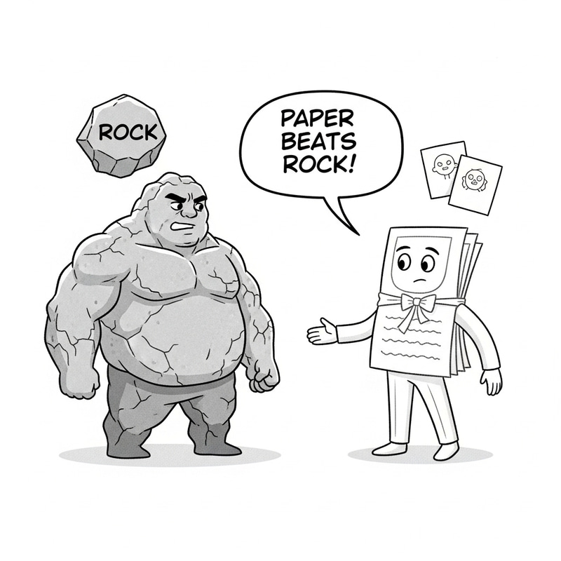 Paper vs Rock Comic Page: Paper's Victory Revealed! Paper vs Rock Comic Page: Paper's Victory Revealed!