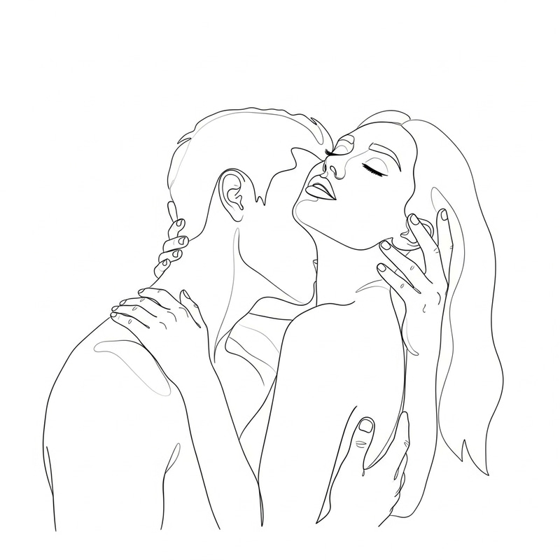 Elegant Line Art of Intimate Foreplay Moments Elegant Line Art of Intimate Foreplay Moments
