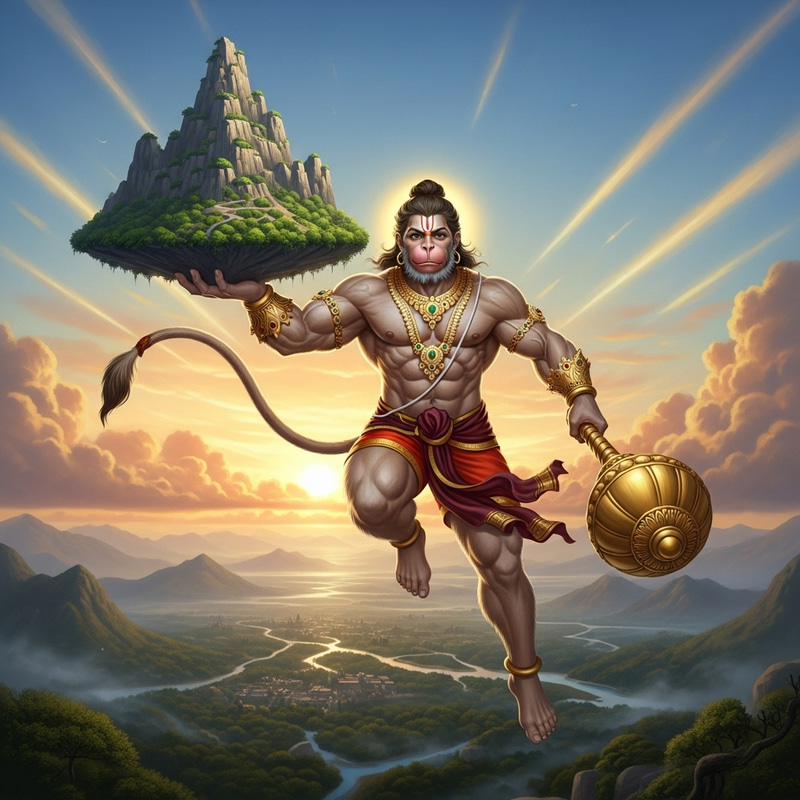 Hanuman - Hindu Monkey Deity Artwork with Great Strength Hanuman - Hindu Monkey Deity Artwork with Great Strength