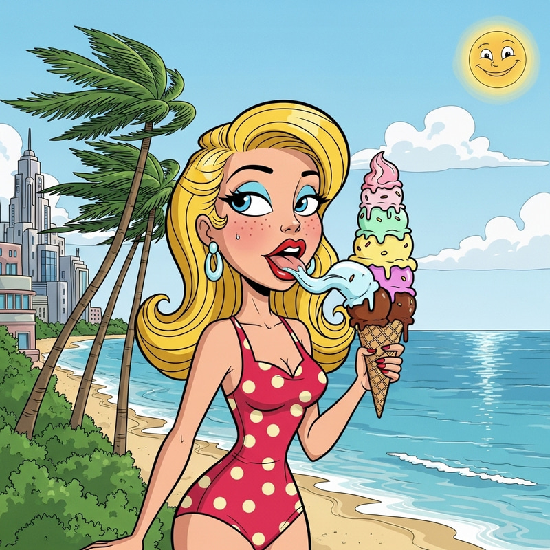 Revanimated Style: Blonde Sasha Enjoying Ice Cream by the Sea Revanimated Style: Blonde Sasha Enjoying Ice Cream by the Sea