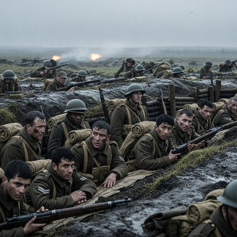 WW1 Soldiers in Rainy Trenches: Stunning Image WW1 Soldiers in Rainy Trenches: Stunning Image
