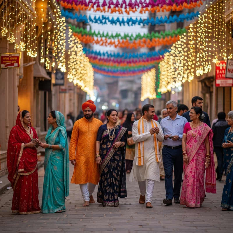 Colorful New Year Celebrations in Vrindavan, India - Festive Decor Colorful New Year Celebrations in Vrindavan, India - Festive Decor