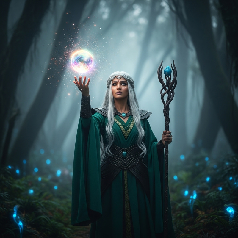 Enchanting Cinematic Sorceress Conjuring Magic Sphere Enchanting Cinematic Sorceress Conjuring Magic Sphere