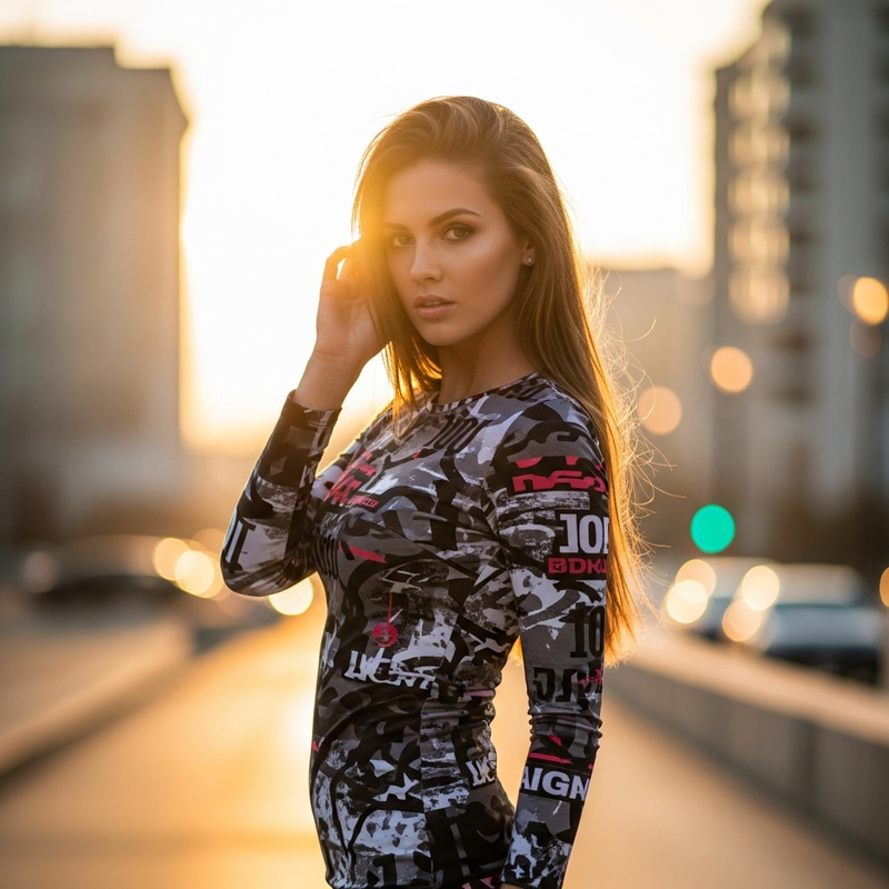 Sultry Woman in Stylish Outfit - Exudes Confidence and Style Sultry Woman in Stylish Outfit - Exudes Confidence and Style