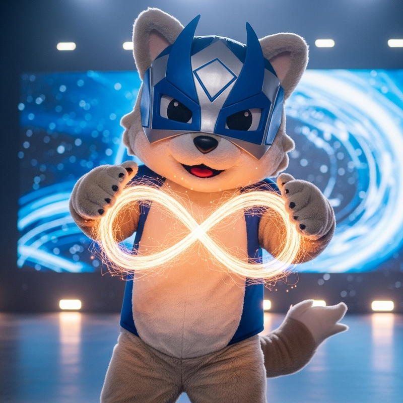 Masked Mascot: Embracing Infinity Symbol Masked Mascot: Embracing Infinity Symbol