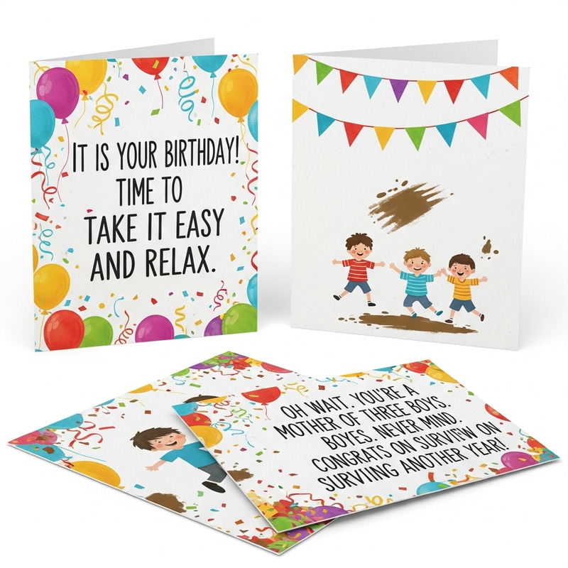 Funny Birthday Card for Mom of Three Boys